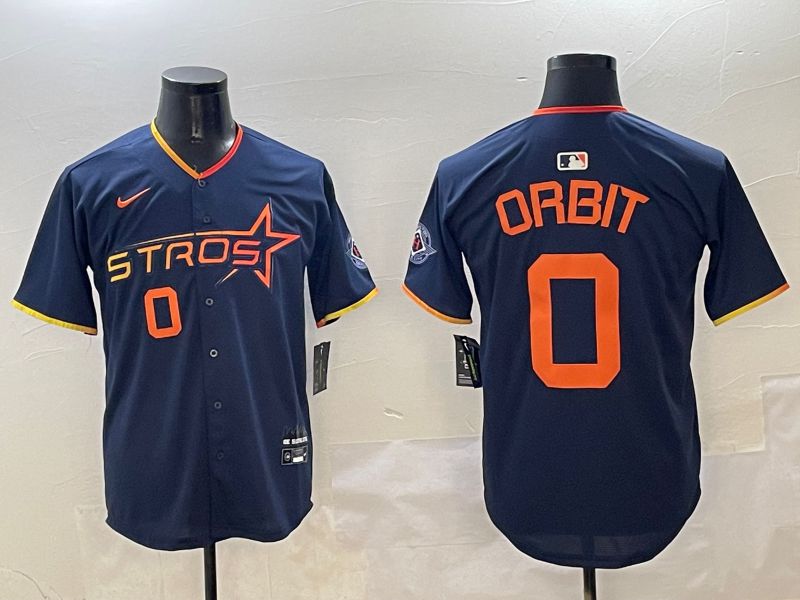 Men Houston Astros #0 Orbit Drak Blue Three generations Joint Name 2025 Nike MLB Jersey style 1